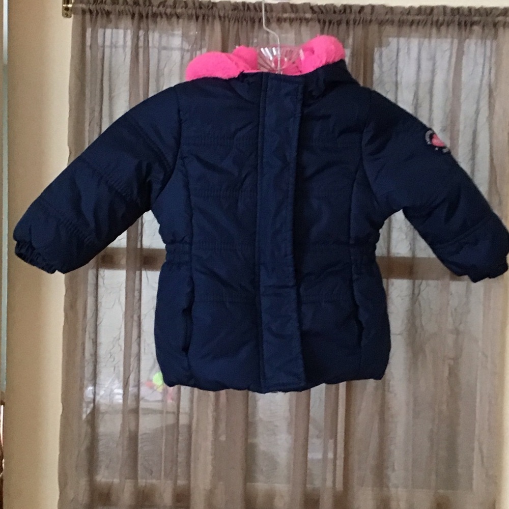 Pink Platinum Navy and Pink Kids Puffer Jacket